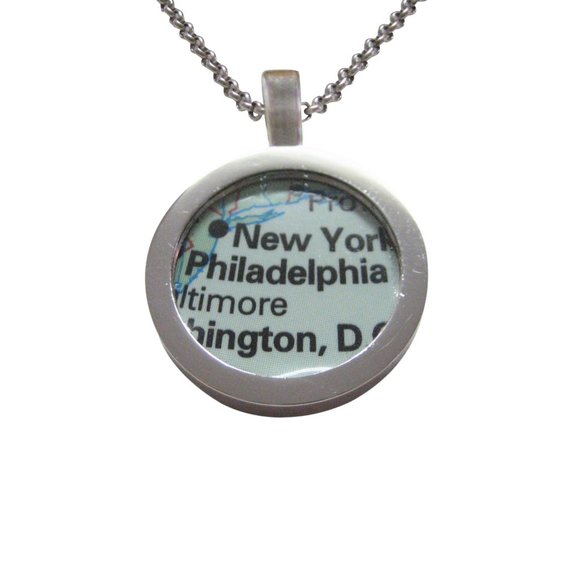 Philadelphia Pennsylvania Map Pendant Necklace - Picture 1 of 3